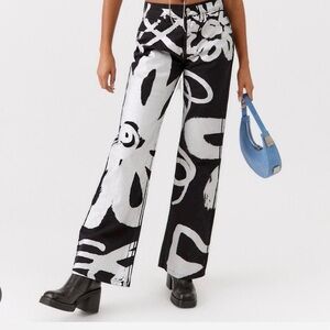 BDG Black and White Graphic Wide Leg Pants
